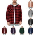 thumbnail image 1 of Jinhomg Hoodie Shirts for Men Casual Button Down Long Sleeve Shirt Plaid Shacket Jacket Classic Fit Hooded Shirt with Pocket Blue,L, 1 of 6