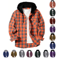 thumbnail image 1 of Jinhomg Hoodies for Men Casual Button Down Plaid Jacket Shirts Stylish Fall Long Sleeve Hooded Shirts With Pocket Blue,XL, 1 of 6