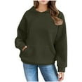thumbnail image 1 of Jinhomg Hoodies for Teen Girls Trendy Oversize Waffle Long Sleeve Hoody Sweatshirts with Pocket Casual Loose Cute Pullover Tops Army Green,5-6 Years, 1 of 6
