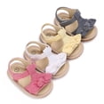 thumbnail image 1 of Jinhomg Infant Baby Girls Sandals Cute Bowknot First Walking Shoes Breathable Comfy Open Toe Velcro Flats Casual Spring Summer Shoes Yellow 11, 1 of 9