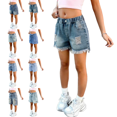 thumbnail image 1 of Jinhomg Jean Shorts for Teen Girls Cute Girls School Uniform Shorts High Waist Loose Wide-Leg Girl's Denim Shorts with Pockets for 5-15Y, 1 of 7