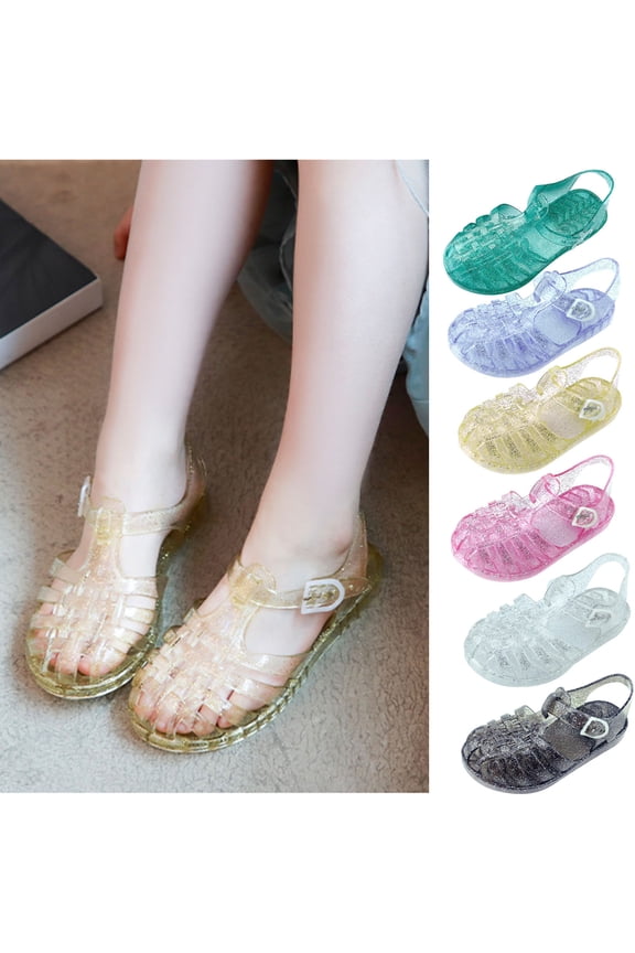 Jelly Sandals for Girls Breathable Soft Soles Open Toe Flats Lightweight Comfy Summer Beach Vacation Water Shoes Yellow 2Years