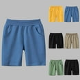 thumbnail image 1 of Jinhomg Kid Boys Girls Cotton Shorts Lightweight Breathable Elastic Waist Shorts Little Toddler Baby Basic Solid Casual Shorts with Pockets Clearance Items for Women Yellow 4 Years, 1 of 4
