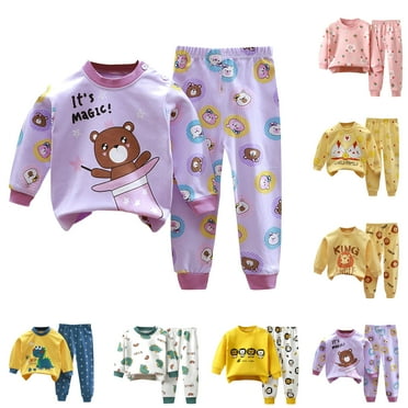 Jinhomg Kids 2 Piece Pajamas Set 2 Piece Soft Cozy Cotton Sleepwear Casual Comfy Long Sleeve Tops with Straight Leg Pants Boys Girls Nightwear Sales Today Clearance Mint Green 100