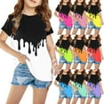 thumbnail image 1 of Jinhomg Kids Casual Summer Tees Boys Girls Cute Color Block Tops Lightweight Comfy Short Sleeve Crew Neck T-Shirts Daily Wear Green 11 Years, 1 of 6