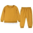 thumbnail image 1 of Jinhomg Kids Fall Winter Outfits 2 Piece Toddler Boy Girls Thermal Cotton Sets Long Sleeve Sweatshirt and Cinch Bottom Sweatpants Lighten Yellow 4-5 Years, 1 of 8