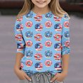 thumbnail image 1 of Jinhomg Kids Novelty Graphic Tees Trendy American Flag Patriotic Shirts Casual Comfy 3/4 Sleeve Crew Neck Tunic Blouses Blue 7 Years, 1 of 5