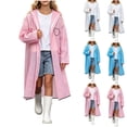thumbnail image 1 of Jinhomg Kids Rain Poncho Girls Long Rain Jackets Foldable Waterproof Hooded Raincoat Lightweight Outdoor Hiking Windproof Windbreaker Coats 3-14 Years, 1 of 9
