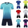 thumbnail image 1 of Jinhomg Kids Soccer Training Outfit Fashion Gradient Football Jersey and Active Shorts Boys Girls 2 Piece Sports Uniforms Blue 9 Years, 1 of 6