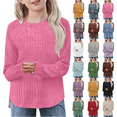 thumbnail image 1 of Jinhomg Kids Soft Knitted Shirts Girls Thermal Comfy Long Sleeve Spring Tops Casual Solid Crew Neck Pullover Going Out Wear Sales Today Clearance Light Purple, 1 of 6