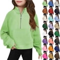 thumbnail image 1 of Jinhomg Kids Solid Sweatshirt Boys Girls Quarter Zip Pullover Long Sleeve Fashion Athletic Sweatshirts with Thumb Hole Purple 150, 1 of 3