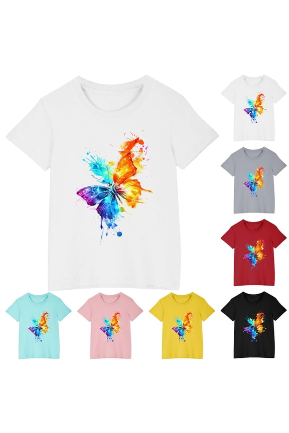 Kids T-Shirt Novelty Funny Tie Dye Print Spring Summer Tees Boys Girls Soft Comfy Short Sleeve Cotton Tops Items for Kid Pink 5 Years