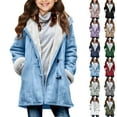 thumbnail image 1 of Jinhomg Kids Winter Coats Warm Sherpa Fleece Lined Hooded Jackets Boys Girls Horn Button Coats Suede Pea Coat Trendy Casual Outerwear Dark Blue 150, 1 of 6