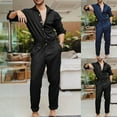 thumbnail image 1 of Jinhomg Lightweight Work Coveralls for Men Baggy Comfy Long Sleeve Button Down Jumpsuits Big and Tall Elastic Waisted Rompers with Pockets Dark Blue XL, 1 of 6
