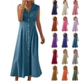 thumbnail image 1 of Jinhomg Linen Dresses for Women Button Down Sleeveless Maxi Dress Plus Size Casual Summer Tank Dress Loose Fit Comfy Daily Wear Orange L, 1 of 7