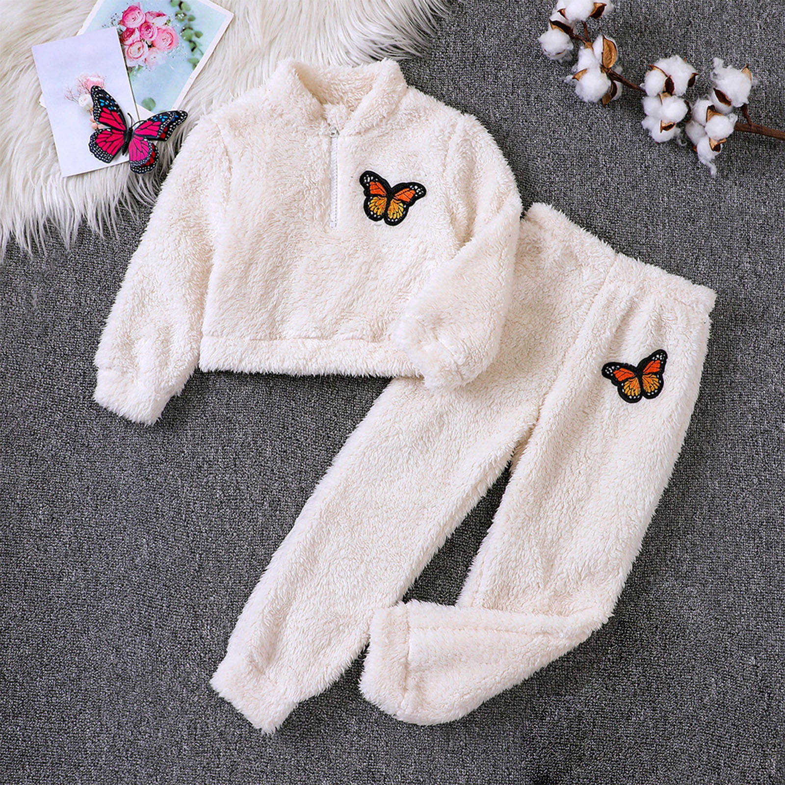Jinhomg Little Girls Fleece Warm Clothes Comfort Long Sleeve Half Zip