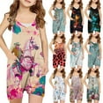 thumbnail image 1 of Jinhomg Little Girls Jumpsuit Cute Floral Printed Overall Pants Casual Loose Fit Spaghetti Straps Onesie Summer Shorts Toddler Kids Romper with Pocket 90 off Clearance Sale Multicolor 5 Years, 1 of 6
