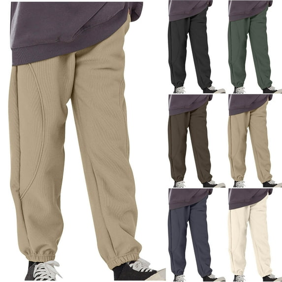 Jinhomg Little Kid Jogger Pants Soft Cozy Thick Sherpa Fleece Sweatpants Boys Girls Full Length Elastic Waist Warm Pants with Pockets Winter Saving Green 6 Years