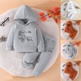 thumbnail image 1 of Jinhomg Little Kids Cotton Outfits Toddler 2 Piece Fall Comfy Clothing Set Long Sleeve Cute Letter Print Hoodies and Sweatpants Fall Saving Brown 6 Months, 1 of 8
