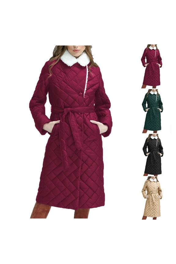 Long Puffer Coat for Women Warm Cozy Long Sleeve Single Button Winter Jacket Casual Loose Drawstring Waist Down Coats with Pockets Summer Saving Black XL