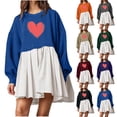 thumbnail image 1 of Jinhomg Long Sleeve Dress for Women Plain Heart Graphic Valentines Dresses Loose Fit Casual Patchwork Pleated Midi Dress 2025 Ladies Gifts Purple L, 1 of 3