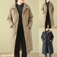 thumbnail image 1 of Jinhomg Long Winter Jacket for Women Lightweight Comfy Button Down Hooded Puffer Coat Casual Warm Outerwear with Pockets Sales Today Clearance Khaki XXL, 1 of 10
