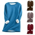 thumbnail image 1 of Jinhomg Loose Fit Fleece Sweatshirts for Women Plus Size Thermal Cozy Sherpa Fleece Lined Tunic Tops Fall Winter Casual Solid Crewneck Loungewear Prime Day 2025 Red L, 1 of 5