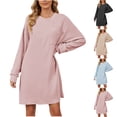 thumbnail image 1 of Jinhomg Lounge Dress for Women Loose Fit Comfy Long Sleeve Midi Sleep Dresses Casual Solid Nightgowns Oversized Sleepwear with Pocket Summer Saving Black XXL, 1 of 7