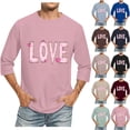 thumbnail image 1 of Jinhomg Love Graphic Tees for Men 2025 Trendy Valentine's Day T-Shirts Big and Tall Comfy 3/4 Sleeve Crew Neck Holiday Tops Couple Gifts Black L, 1 of 5