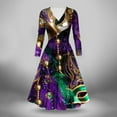 thumbnail image 1 of Jinhomg Mardi Gras Dress for Women Party 2025 Funny Carnival Themed Masks Print Dresses Lightweight Casual V-Neck Midi Dress Holiday Party Wear Multicolor XL, 1 of 5