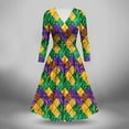 thumbnail image 1 of Jinhomg Mardi Gras Dress for Women Party 2025 Funny Carnival Themed Masks Print Dresses Lightweight Casual V-Neck Midi Dress Holiday Party Wear Summer Saving Multicolor S, 1 of 5