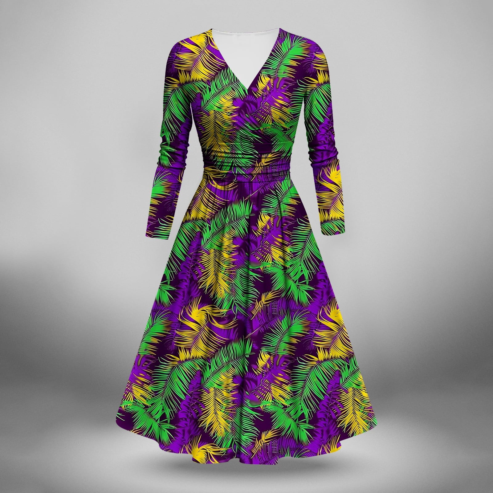 mardi gras dresses for women Women's Sequin Fringe Flapper Party Dress Gathered Sleeves with Ties and Opening Slit Cross Over Bust Knee Length or Below Circle Skirt Fitted and Top Stitched Underbust Pockets Side Zipper Shorter version of Stacia Dress Fabric mardi gras purple dress Mardi