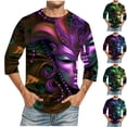thumbnail image 1 of Jinhomg Mardi Gras Tee Shirts for Men Novelty Funny Carnival Themed Mask Print Tops Lightweight Comfy Short Sleeve Crew Neck Holiday Party T-Shirts Light Blue XXL, 1 of 6