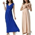 thumbnail image 1 of Jinhomg Maternity Breastfeeding Dress for Women Fall Comfy Sleeveless V-Neck Maxi Dress Casual Flowy Solid Nursing Dress Prime Day 2025 Prime Today Blue S, 1 of 10