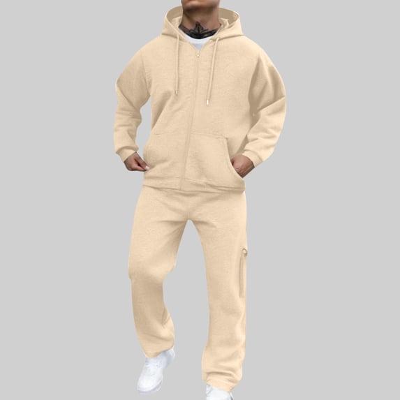 Jinhomg Men Big and Tall Sweatsuits Fall Winter 2 Piece Set Zip Up ...