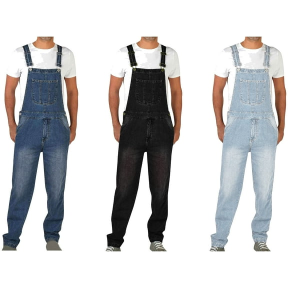 Jinhomg Men Denim Bib Overalls Slim Fit Comfy Adjustable Straps Jean Jumpsuit with Pockets Big and Tall Fashion Spring Summer Workwear Black XXL