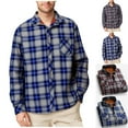 thumbnail image 1 of Jinhomg Men'S Fleece Lined Jackets Casual Button Down Collar Shirts Long Sleeve Heavyweight Winter Warm Shirt With Pocket Blue,XXXXXL, 1 of 6