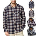 thumbnail image 1 of Jinhomg Men'S Fleece Lined Jackets Casual Button Down Collar Shirts Long Sleeve Heavyweight Winter Warm Shirt With Pocket Blue,XXXXXL, 1 of 6