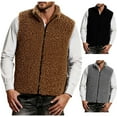 thumbnail image 1 of Jinhomg Men Sherpa Fleece Vest Lightweight Turtleneck Zipper Gilet Coat Sleeveless Stand-Up Collar Cardigan Trendy Winter Warm Jackets, 1 of 7