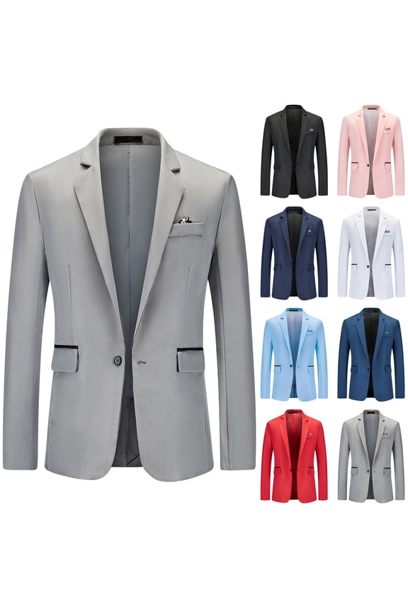 Men' Slim Fit Casual Blazer One Button Lightweight Solid Classic Fit Tailored Suit Notched Lapel Casual Jacket Coat formal Blazers Black,M