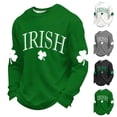 thumbnail image 1 of Jinhomg Men Waffle Workout Top Shirt for Men Long Sleeve Shamrock Graphic Sweatshirt Irish Crewneck Atheletic Gym Shirts Gray,S, 1 of 4
