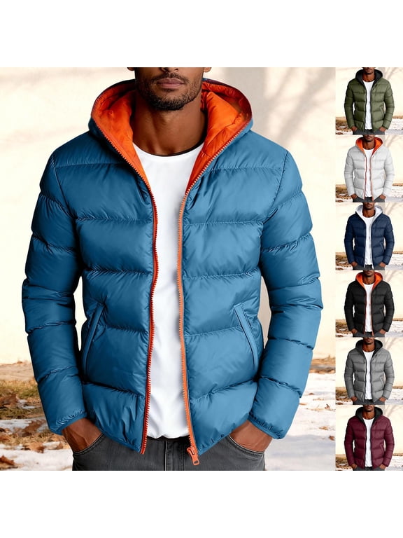Men Winter Coats Hooded Down Jackets Thicken Warm Padded Parka Outerwear Lightweight Waterproof Ouotdoor Hiking Coat