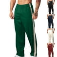thumbnail image 1 of Jinhomg Men's Athletic Pants Open Bottom Loose Fit Straight Twill Sweatpants Elastic Waist Striped Track Pants Joggers with Pocket Red,S, 1 of 6