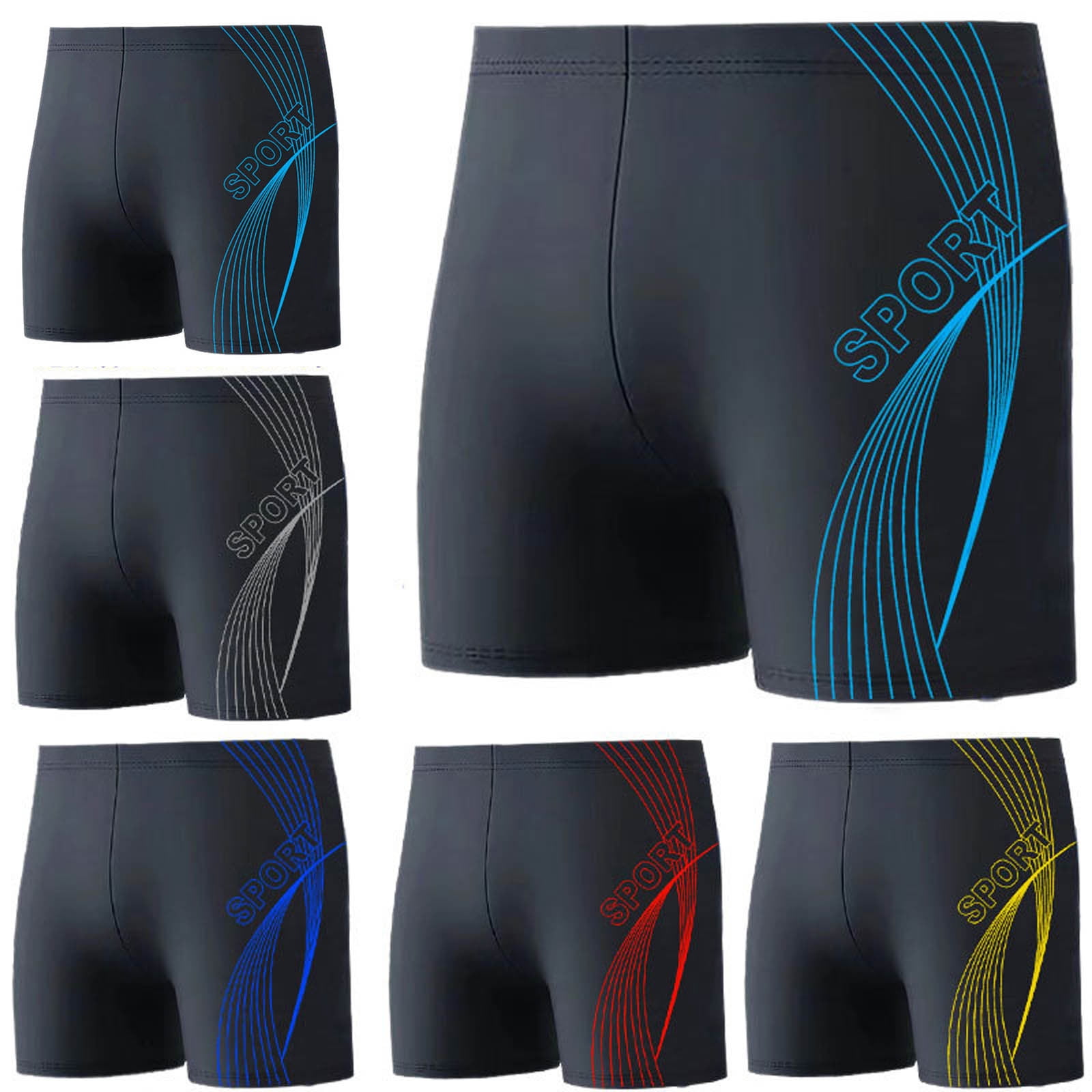 Jinhomg Men's Athletic Swim Jammers Quick Dry Square Leg Swim Trunks ...