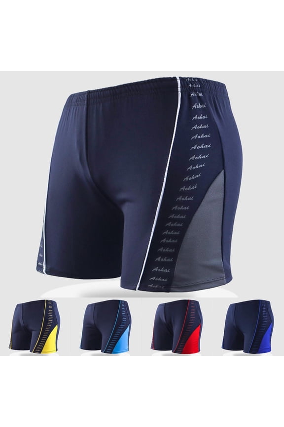 Men's Athletic Swimsuit Lightweight Comfy Elastic Waist Square Leg Swim Trunks Trendy Patchwork Racing Training Swimwear Seasonal Sale Yellow XXXL