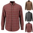 thumbnail image 1 of YOIAVAIOY Men's Collar Button Down Shirts with Pockets Regular Fit Long Sleeve Casual Tops Fall Fashion Outfits Solid Color Lightweight Red XL, 1 of 9