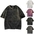thumbnail image 1 of Jinhomg Men's Cotton T-Shirts Oversized Comfy Short Sleeve Crew Neck Tees Vintage Washed Solid Tops Casual Loose Daily Wear 2025 Saving Purple XXXL, 1 of 4