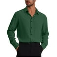 thumbnail image 1 of Jinhomg Men's Dress Shirts Regular-Fit Long Sleeve Button Down Collar Shirt Business Casual Solid Slim-Fit Oxford Shirt Green,L, 1 of 2