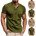 thumbnail image 1 of Jinhomg Men's Fashion Henley Shirt Basic Solid Short Sleeve T-Shirt Lightweight Comfy Button Up Top Big and Tall Casual Work Shirts Khaki XXL, 1 of 7