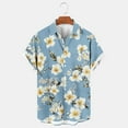 thumbnail image 1 of Jinhomg Men's Floral Vacation Shirt Casual Loose Button Down Tropical Hawaiian Shirt Big and Tall Comfy Short Sleeve Button Down Aloha Shirts Seasonal Sale Blue L, 1 of 4